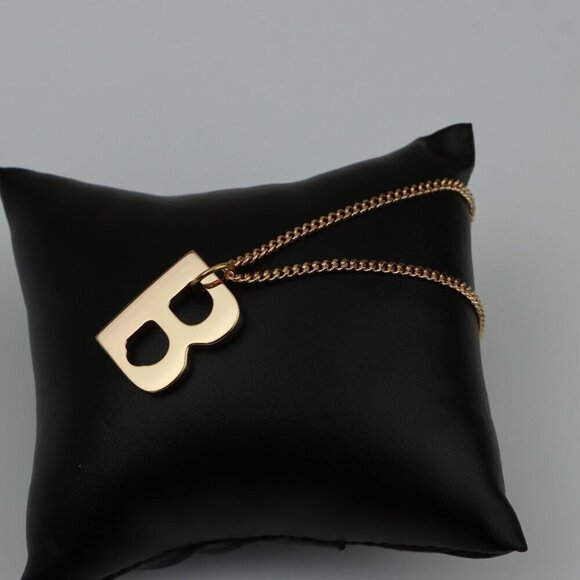 Rose Gold Plated Initial ""B"" Pendant Necklace, XPNL0310 - Picture 10 of 14